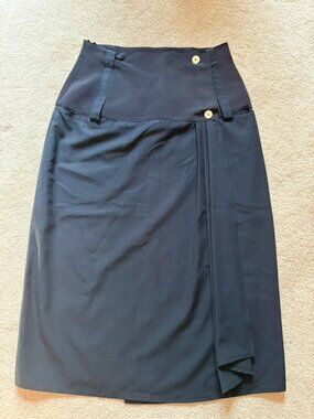 JOOP! Vintage Navy High-Waisted Wrap Skirt | Size 38 | Dark Blue Midi